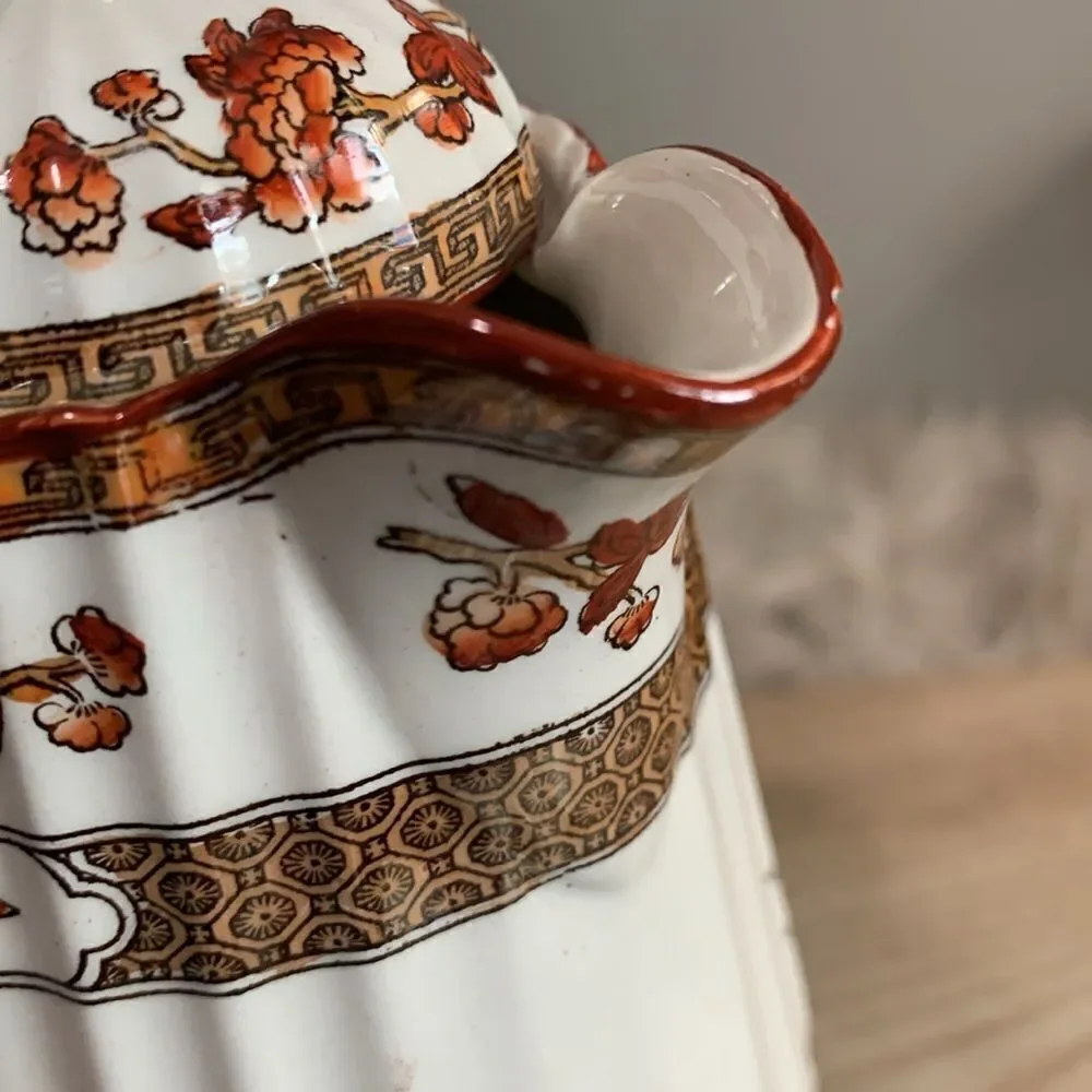 As Is Damaged Copeland Spode Indian Tree Small Pitcher Orange Floral Scallop - Picture 5 of 17